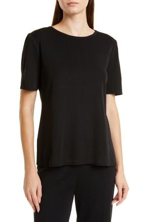 Misook Short Sleeve Knit Tunic Top in Black at Nordstrom, Size X-Small