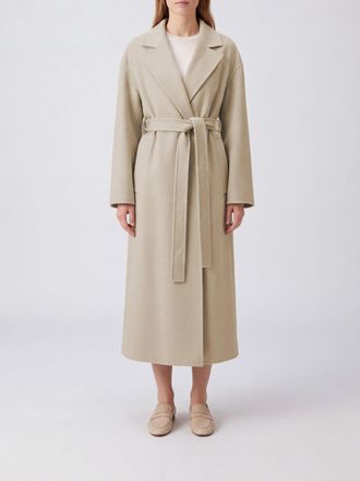 Sportmax Cappotto lungo a vestaglia in pura lana vergine con cappuccio e cintura