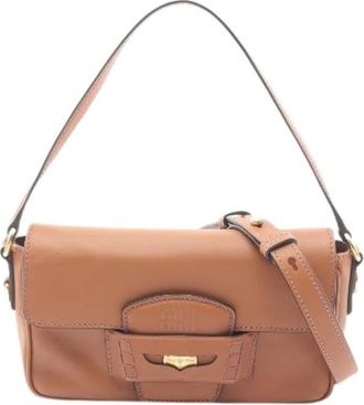 Miu Miu Pre-owned CRM Fine Calf 2way Handtas - Dames - Vintage Schoudertas - Bruin - ONE Size - Leer - Vintage