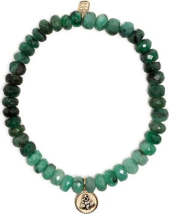 Sydney Evan 14K Yellow Gold Buddha Coin Emerald Bracelet - Womens - Stone