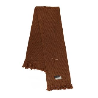 Maison Margiela Bruine Gebreide Sjaal met Franjes Gemaakt in Itali&euml; - Heren - Wintersjaals - Bruin - ONE Size - Wol - Accessoires