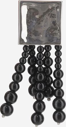 Niccol&ograve; Pasqualetti Womens Earring Medusa Onyx & Pearl Black Sterling Silver