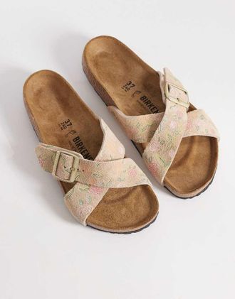 Birkenstock Sandcastle - Siena in pelle scamosciata con stampa di fiori-Multicolore