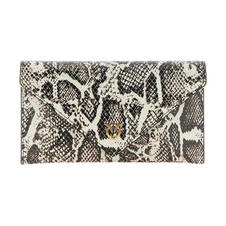 Pinko Love Birds Clutch a Busta con Effetto Pitone - - Bags - Donna - Beige - ONE SIZE