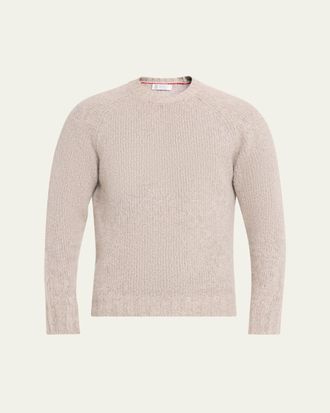 Brunello Cucinelli Mens Cashmere and Silk Rib-Knit Crewneck Sweater