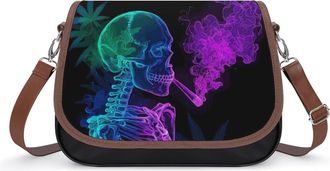 Generic Neon Skeleton Smoking Weed1 Fashion Womens Crossbody Bags Novelty Handbag Shoulder Bag Purse
