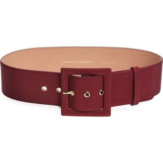 Carolina Herrera Icon Silk Faille & Leather Belt in Rioja at Nordstrom, Size X-Large
