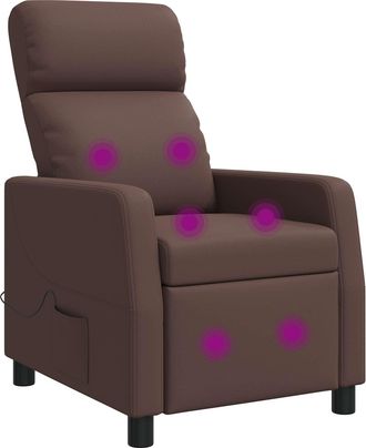 vidaXL Silla De Masajes Reclinable Marr&oacute;n Cuero Sint&eacute;tico Vidaxl
