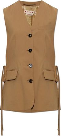 Marni Wolvest met Diepe Zijsplitten - Dames - Bodywarmers - Bruin - S - Wol - Jassen