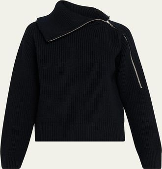 Dries Van Noten Talim Zipped Wool Turtleneck Sweater