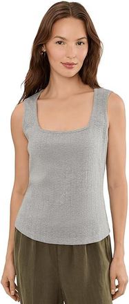 Michael Stars Perla Soft Square Neck Tank Top Womens Clothing Heather Grey : XL (US 10-12), Cotton