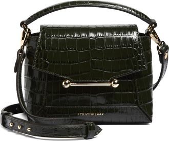 Strathberry Nano Mosaic Croc Embossed Leather Handbag in Forest at Nordstrom