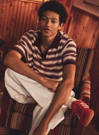 Djab Mens Horizontal stripe knit Polo Shirt