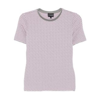Emporio Armani Truien & Vesten, Dames, Paars, S, Polyester, Textured Knit T-Shirt