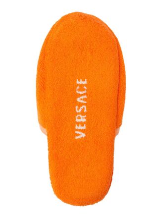 Versace Unisex Slippers Medusa Jacquard Orange Flat Shoes