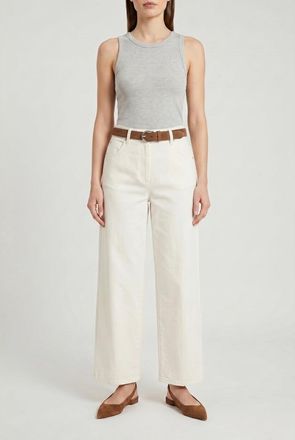 Brunello Cucinelli Off White Wide Leg Trousers, Brand Size 46 (US Size 12)