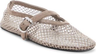 Alaia Fishnet Mary Jane Flat in Argent at Nordstrom, Size 7.5Us