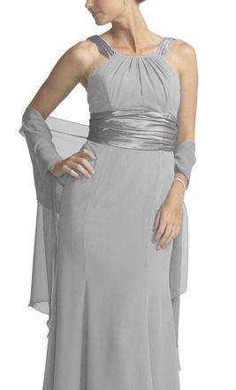 Flora Chiffon Bridal Bridesmaid Shawl Prom Wrap Draping Stole (Silver Grey), 90-inch x 19-inch