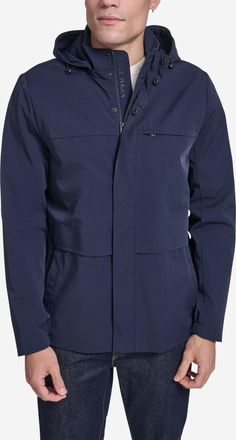 Cole Haan Mens Rain Parka - Blue Size Medium