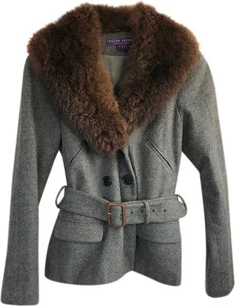 Ralph Lauren Collection Cashmere Jacket with Rabbit Fur Collar Size M