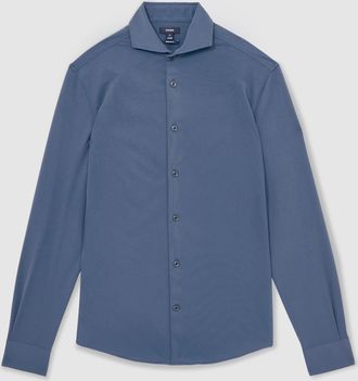 Reiss Dark Airforce Blue Stretch Jersey Cutaway-collar Shirt, M