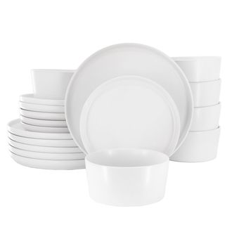 Elama Josh 18 Piece Stoneware Dinnerware Set in Matte Black