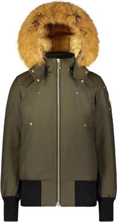 Moose Knuckles Jassen, Dames, Groen, M, Leer, Gouden Debbie Bomberjack