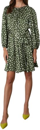 Velvet Polka Dot Kenia Dress In Olive Green