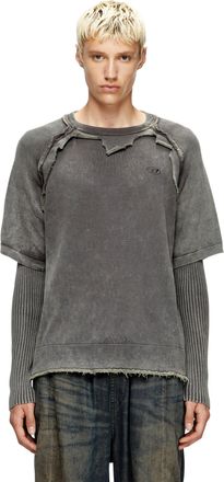 Diesel Layered sweater with destroyed effect - Knitwear - Man - Grey