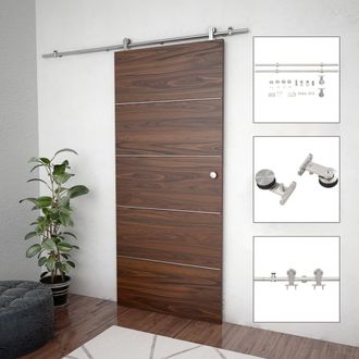 Berkfield Home Sliding Door Hardware Kit 183 cm Stainless Steel Silver