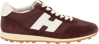 Hogan Red H727 Suede Fabric Sneakers