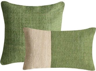 Beliani Set of 2 Scatter Cushions Green Cotton Fabric 45/30 x 45/50 cm Throw Pillow ANISOPTERA