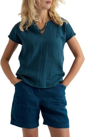 Seasalt Cornwall Landscape Organic Cotton Gauze Top in Storm at Nordstrom, Size 6