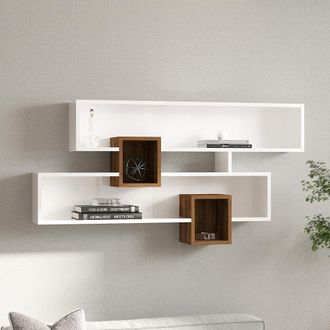 Dmora Estanter&iacute;a Roddino, 4 Estantes, Estructura Marr&oacute;n, Tono Roble, 120x22x75h Cm Blanco