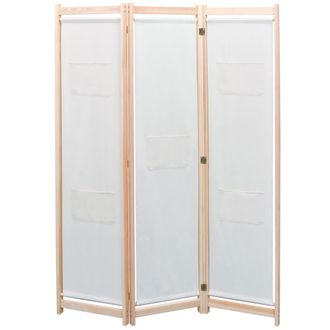 vidaXL Paravento A 3 Pannelli Crema 120x170x4 Cm In Tessuto - Vidaxl