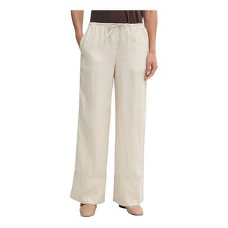 Benetton Dames, Broeken, Beige, Maat: XL Linnen