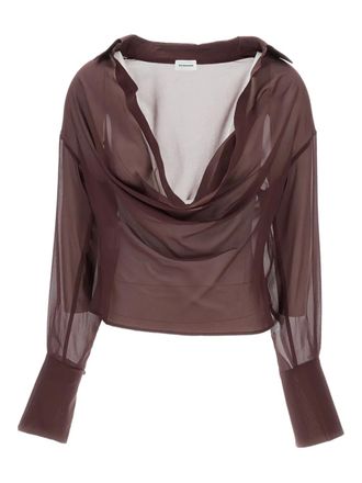 Andamane Blusa drappeggiata Viola - Marrone