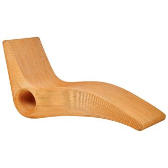 Beliani Tumbona De Jard&iacute;n De Rat&aacute;n Madera Clara Airole