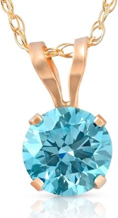 Pompeii3 1/2Ct Lab Grown Blue Diamond Solitaire Pendant Necklace14k White or Yellow Gold