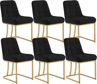 Woltu Woltu - 6x Sillas Modernas De Terciopelo Para Comedor, Sal&oacute;n, Cocina, Asiento, Negro