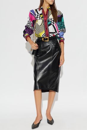 Versace Leather Skirt, Womens, Black