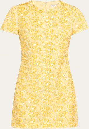 SIMKHAI Clove Sequined Short-Sleeve Mini Dress