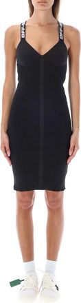 Off-white Black Logo Straps V-neck Mini Dress