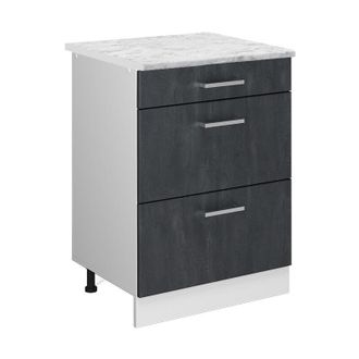 Vicco Mueble Bajo De Cocina R-line, Hormig&oacute;n Negro, 60 Cm Et M&aacute;rmol