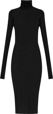 Jil Sander ribbed high-neck midi dress - women - Alpaca Wool/Polyamide/Wool - 38 - Black