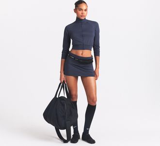 Nike Womens SKIMS Airy Fold-Over Waistband Skort in Blue | SKIRTSKT9636W-DRL