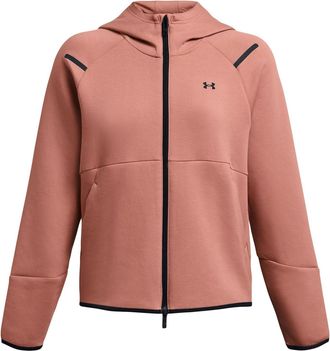 Under Armour Womens Unst Heathered Patterned Hooded Full Zipper Sweat Jacket in Pink - Size 10 UK