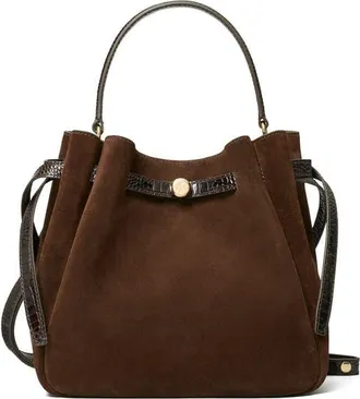 Tory Burch Romy Suede Bucket Bag in Dark Cocoa at Nordstrom