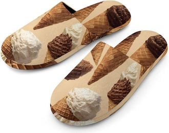Generic Ice Cream Wafers Cone Mens House Slippers Slip Indoor Slipper On Shoes Warm Outdoor