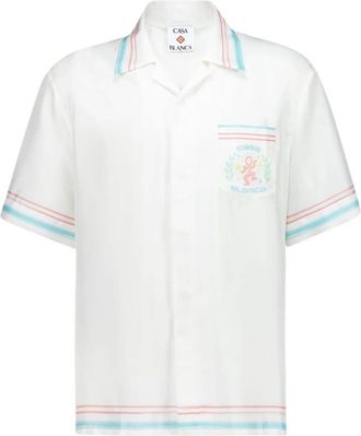 Casablanca Dance Joy Korte Mouw Zijde Blouse - Heren - Korte mouwen Overhemden - Wit - L - Overhemden